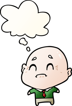 cartoon old man with thought bubble in smooth gradient style png