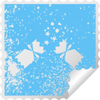 distressed square peeling sticker symbol of a christmas cracker png