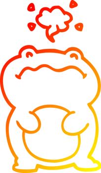warm gradient line drawing of a cartoon frog png