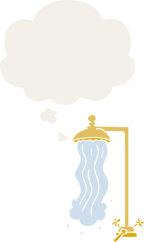 cartoon shower with thought bubble in retro style png