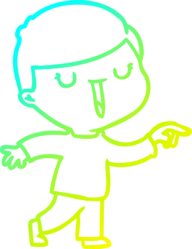cold gradient line drawing of a cartoon happy boy png