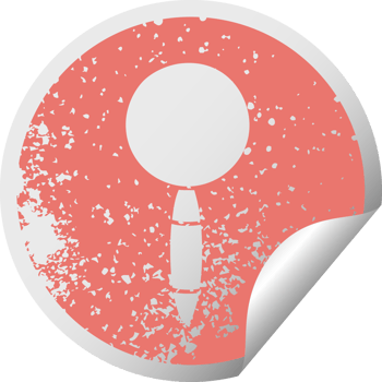 distressed circular peeling sticker symbol of a magnifying glass png