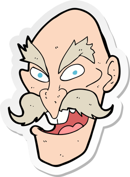 sticker of a cartoon evil old man face png