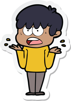 sticker of a worried cartoon boy png