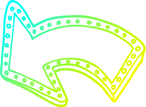 cold gradient line drawing of a cartoon light up arrow png