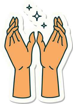sticker of tattoo in traditional style of mystic hands png