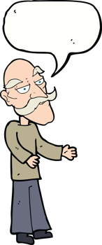 cartoon old man with mustache with speech bubble png