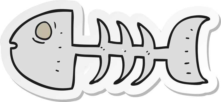 sticker of a cartoon fish bones png