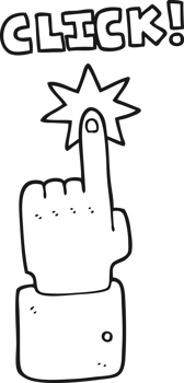 black and white cartoon click sign with finger png
