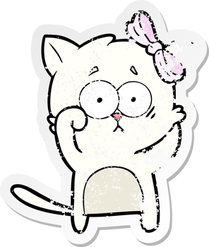 distressed sticker of a cartoon cat png