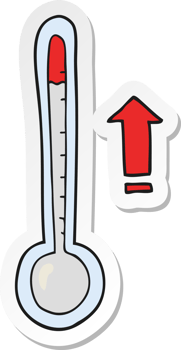sticker of a cartoon rising temperature png