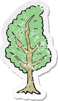 retro distressed sticker of a cartoon tree png
