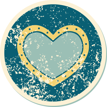 iconic distressed sticker tattoo style image of a heart png