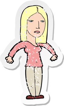 retro distressed sticker of a cartoon annoyed woman png