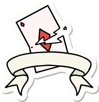 tattoo style sticker with banner of a torn card png