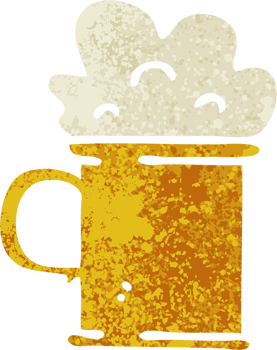 quirky retro illustration style cartoon tankard of beer png