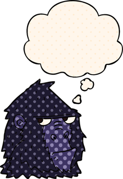 cartoon gorilla with thought bubble in comic book style png