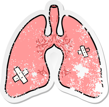 distressed sticker of a cartoon lungs png