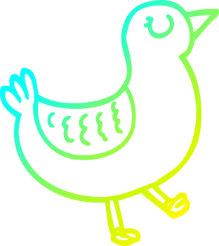 cold gradient line drawing of a cartoon bird png