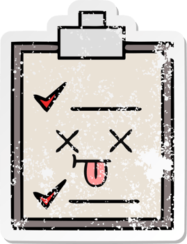 distressed sticker of a cute cartoon check list png