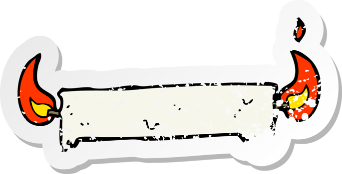 retro distressed sticker of a burning the candle at both ends png