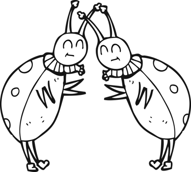 black and white cartoon ladybugs greeting png