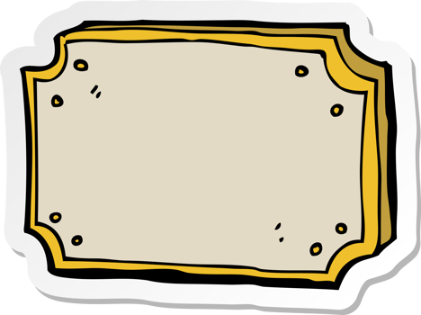 sticker of a cartoon old sign png
