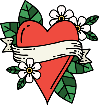 tattoo in traditional style of a heart and banner png