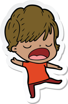 sticker of a cartoon woman talking png