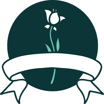 tattoo style icon with banner of a lily png
