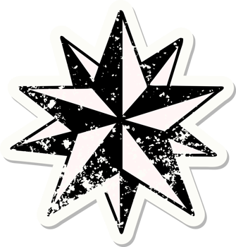distressed sticker tattoo in traditional style of a star png