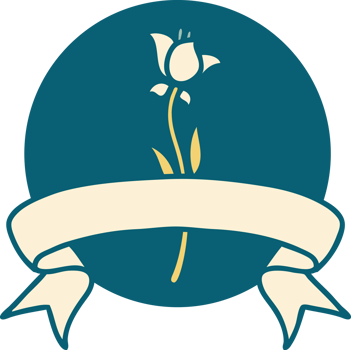 tattoo style icon with banner of a lily png