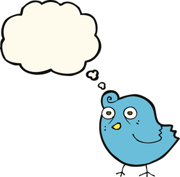 funny cartoon bird with thought bubble png