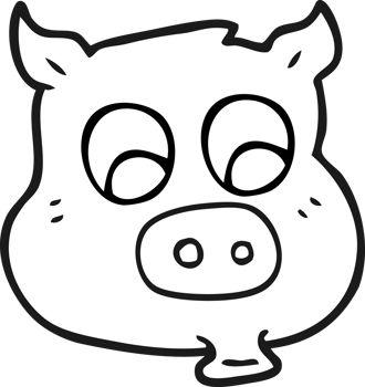 black and white cartoon pig png
