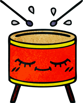 retro grunge texture cartoon drum png