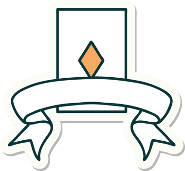 tattoo style sticker with banner of the ace of diamonds png