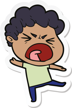sticker of a cartoon furious man png