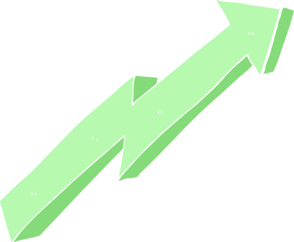flat color illustration of a cartoon arrow up trend png