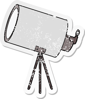 distressed sticker of a cartoon big telescope png