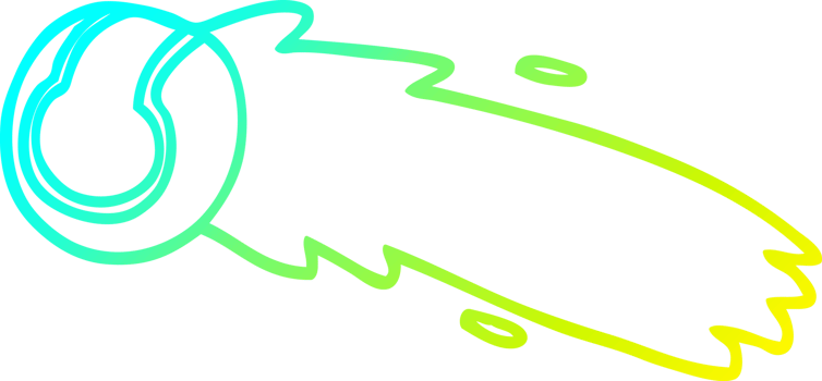 cold gradient line drawing of a cartoon flying tennis ball png
