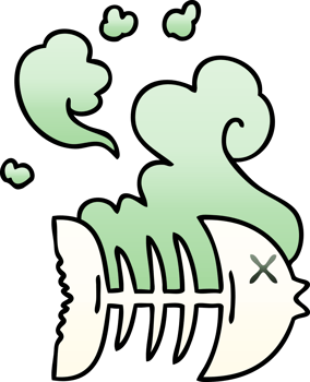 quirky gradient shaded cartoon dead fish png