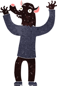 cartoon happy werewolf man png
