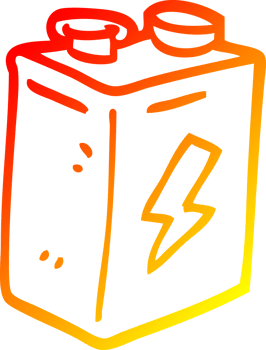 warm gradient line drawing of a cartoon battery png