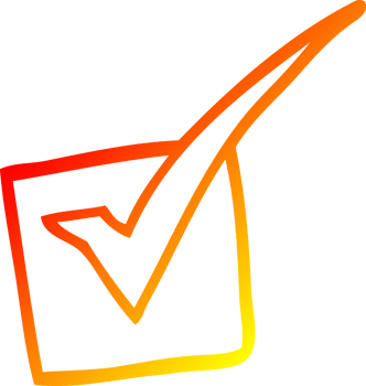 warm gradient line drawing of a cartoon tick mark png
