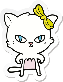 sticker of a cute cartoon cat png