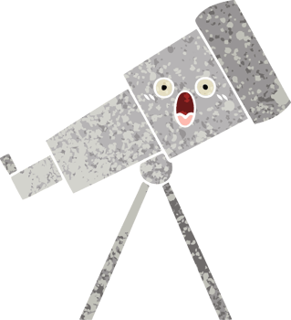 retro illustration style cartoon telescope png