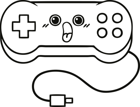 line drawing cartoon game controller png
