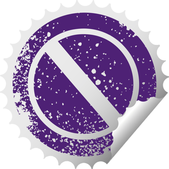 distressed circular peeling sticker symbol of a not allowed sign png