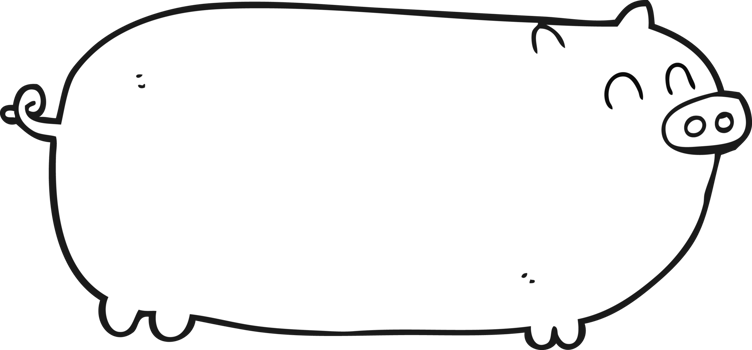 black and white cartoon pig png