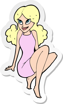 sticker of a cartoon attractive woman posing png